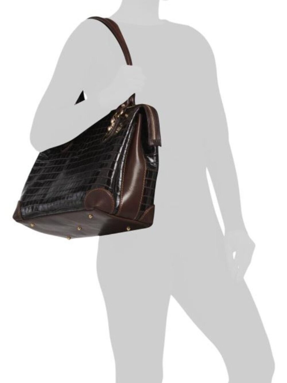MARINO ORLANDI Made In Italy Leather Crocodile Tote - Picture 5 of 5